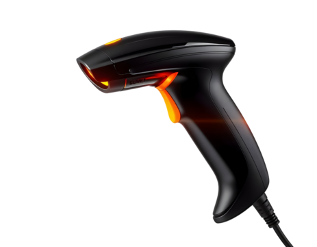 Modern Wireless Barcode Scanner with Orange Accents