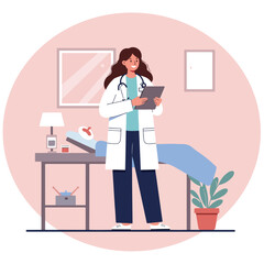 doctor with stethoscope and clipboard in hospital