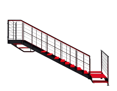 Red and Black Metal Staircase