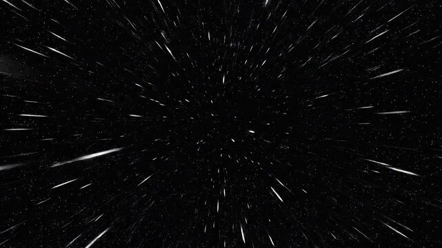 Exploding Star Field Hyperjump, Wormhole Travel with Bright Light, Sci-Fi Warp Speed Transition