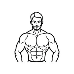 Fototapeta premium Body builder line art, Workout refers to physical exercise or activity performed to improve fitness, strength, or overall health