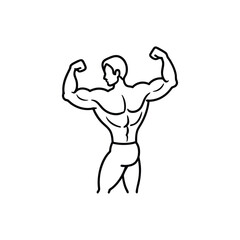 Fototapeta premium Body builder line art, Workout refers to physical exercise or activity performed to improve fitness, strength, or overall health