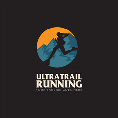 Ultra Trail running logo vector illustration on white background