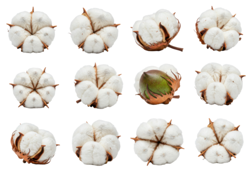 Close-up of cotton bolls showcasing their fluffy white fibers against a neutral background