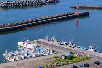 View of the Port and Sea in Shiranuka, Hokkaido, from Cape Forest Higashiyama Park
