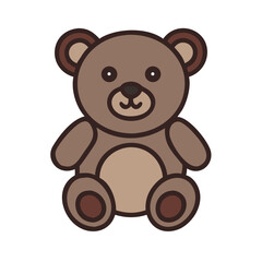 Fototapeta premium Brown teddy bear icon in cute cartoon style