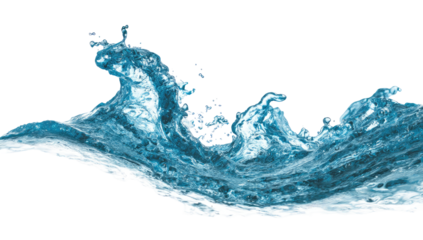 A dynamic water wave, with frothy crests and a textured surface