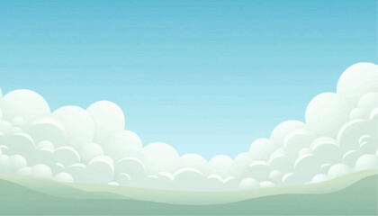 Obraz premium Bright Blue Sky with Fluffy White Clouds and Gentle Green Hills