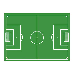 Overhead View of a Soccer Field with White Lines on Green Grass