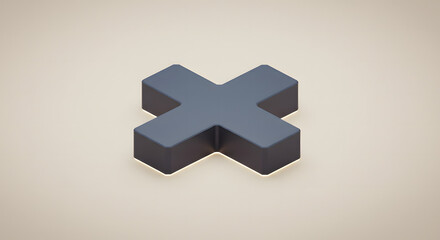 Obraz premium Simple black plus sign with drop shadow on off-white background.