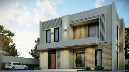 Bright house exterior front view 2