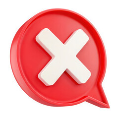 Obraz premium Red speech bubble with white cross mark isolated on transparent background