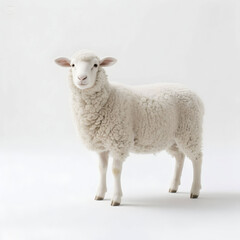Fluffy sheep isolated on white background