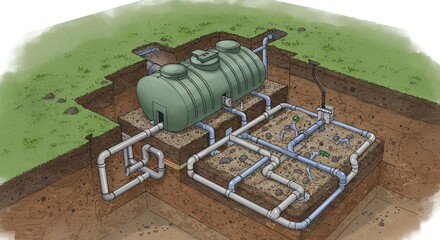 Septic System Diagram Illustration
