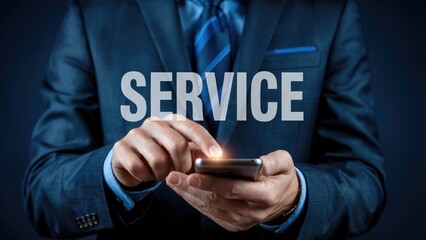 Professional businessman uses smartphone, highlighting modern service and digital connection for business growth