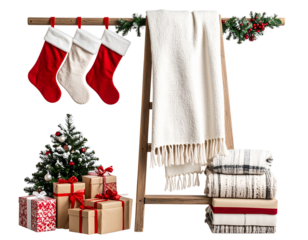 christmas socks hanging on a clothesline