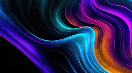 Obraz premium Vibrant abstract waves of color flowing seamlessly, creating a dynamic visual experience against a dark backdrop