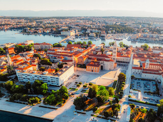 Zadar historic peninsula roman architecture city. Dalmatia region of Croatia coast beach....