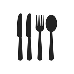 Simple Silhouette of Cutlery Set Featuring Knife Fork and Spoon vector illustration