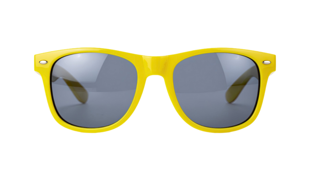 Trendy Bright Yellow Fashion Sunglasses with Modern Frame Design Isolated on White Background