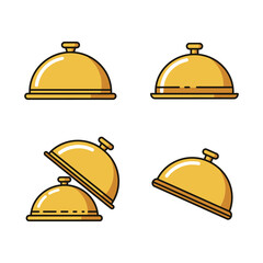 Four Golden Serving Domes vector illustration in Different Positions