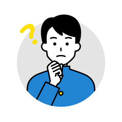 男子学生のアイコン（考える）