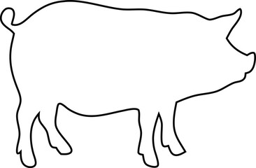 Minimal outline vector of a pig, perfect for pork labels, butcher shop branding, farm icons, and meat-related infographic design.

