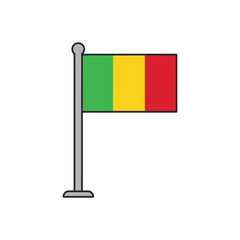 Benin Flag Illustration on Flagpole vector illustration
