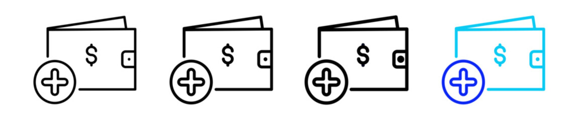 Top up Icon Set Collection in Creative Outline Style for Business Featuring Multiple Thickness Variations for Finance Payment App Web Mobile Dashboard UI UX and E Commerce Design Projects