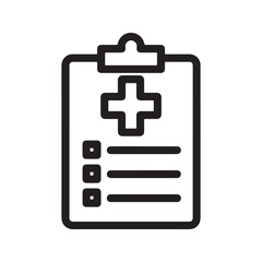 Medical Clipboard Line Icon. Patient Health Record, Doctor's Chart with Cross Symbol. Healthcare and Medicine Vector Illustration.
