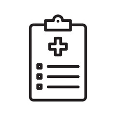 Medical Clipboard Line Icon. Patient Health Record, Doctor's Chart with Cross Symbol. Healthcare and Medicine Vector Illustration.
