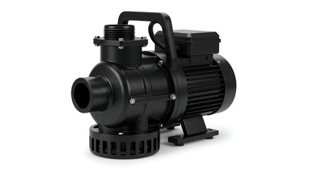 Black water pump for industrial use isolated on white background