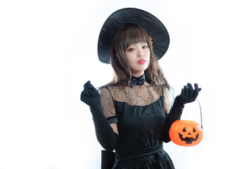 【ハロウィン】魔女コスの女性