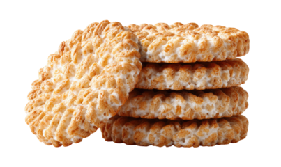 Stack of light-brown, round cookies.  Stacked, slightly overlapping, with a textured, scalloped pattern