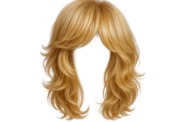 Voluminous Blonde Layered Wig with Soft Waves and Bangs, Offering Versatile Styling Options