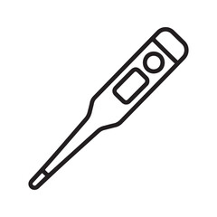 Digital Thermometer Line Icon. Medical Tool for Measuring Body Temperature and Fever, Outline Vector Illustration.

