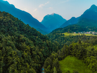 Fototapeta premium Rafting on Soca river near Bovec, Triglav National Park, Slovenia