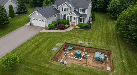 Advanced Septic System Installation in Residential Yard