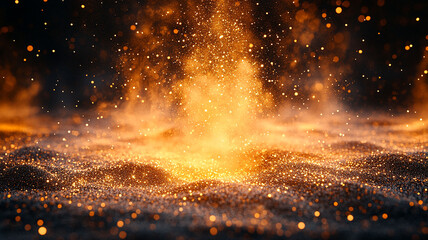 A fiery river of light flowing through a dark, star-filled sky. An elegant and luxurious backdrop of golden glitter and sparkle.