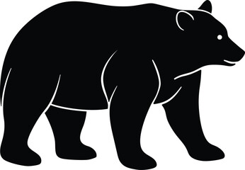 wild bear icon, grizzly bear vector, forest animal silhouette, bear walking shape, brown bear outline