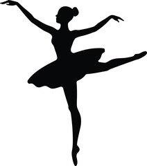 woman dancing shape, elegant dancer vector, female pose silhouette, graceful movement icon