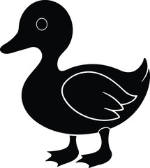 duck profile vector, waterfowl outline, swimming duck icon, flying duck shadow, duck side view, 