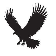 Obraz premium Black silhouette reveals striking details of a standing golden eagle in a transparent background