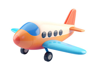 Fototapeta premium Whimsical cartoon airplane ready for adventure, perfect for playful travel concepts and children's themes.
