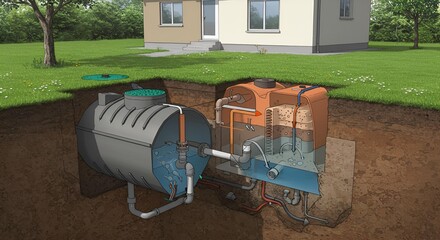 Cross Section of Septic System Installation