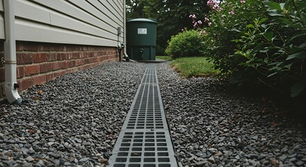 Exterior Drainage System Installed Along House Foundation