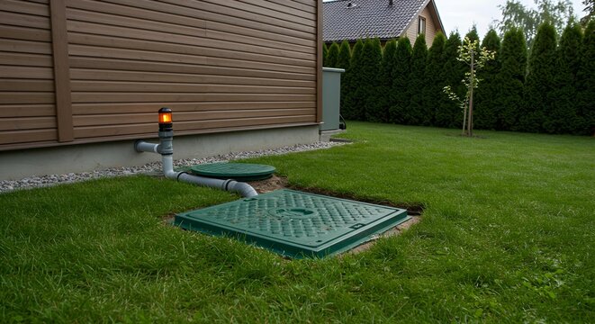 Septic Tank System Installation in Residential Yard