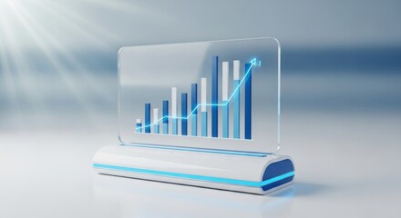 Transparent Digital Bar Chart Display on Modern Interface
