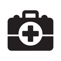 First aid kit icon, doctor's medical bag with cross symbol for emergency healthcare.

