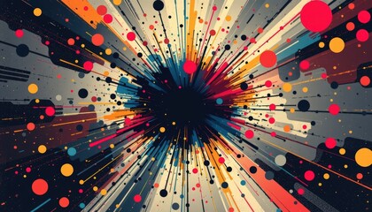 Abstract dynamic background design with central paint burst composition